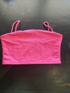 5 Dancewear Fuchsia Pink Cropped Tube Tank Top with Spaghetti Straps.
